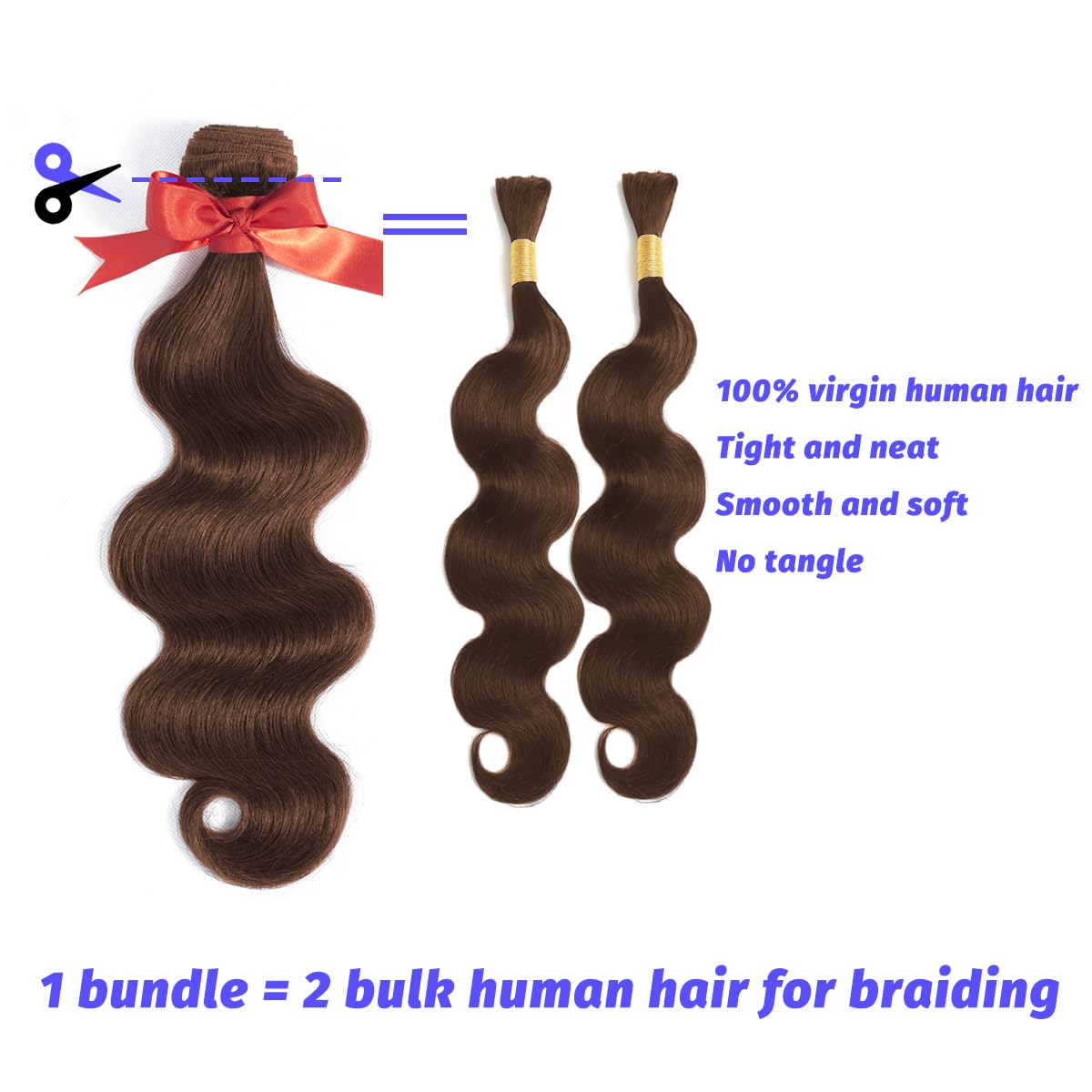 LUXEDIVA 12A Body Wave Bundles Human Hair 16 18 20 Inch Brown Human Hair Bundles 100% Unprocessed Indian Virgin Hair 3 Bundles Deal Weave Dark Brown Hair Extensions with Edges Stripes Baby Hair
