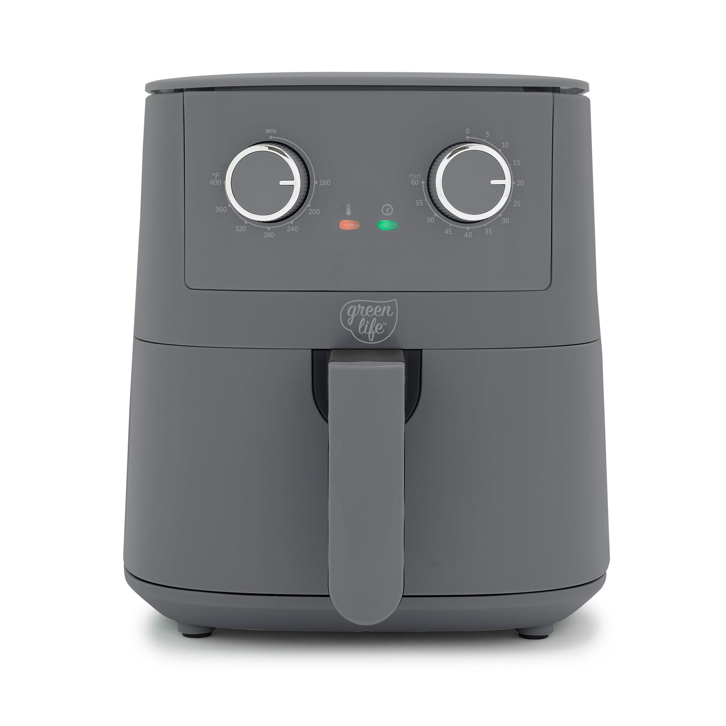 GreenLife 4.5QT Air Fryer, Mechanical Dial Controls, PFAS-Free Ceramic Nonstick Drawer, Adjustable Temp & Timer, LED Indicator, Oil-Less Cooking, Dishwasher Safe, Compact Family Size, Graphite