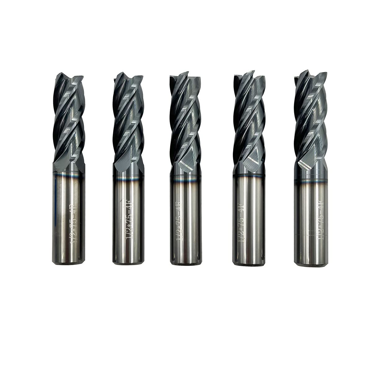 Home of quality tools 5PCS 1/2'' Carbide Square End Mill Bits Set, Milling Bits Cutter 1/2 Carbide End Mills for Alloy Steels/Hardened Steels, HRC 45 Deg Single End 4 Flute AlTiN Coating