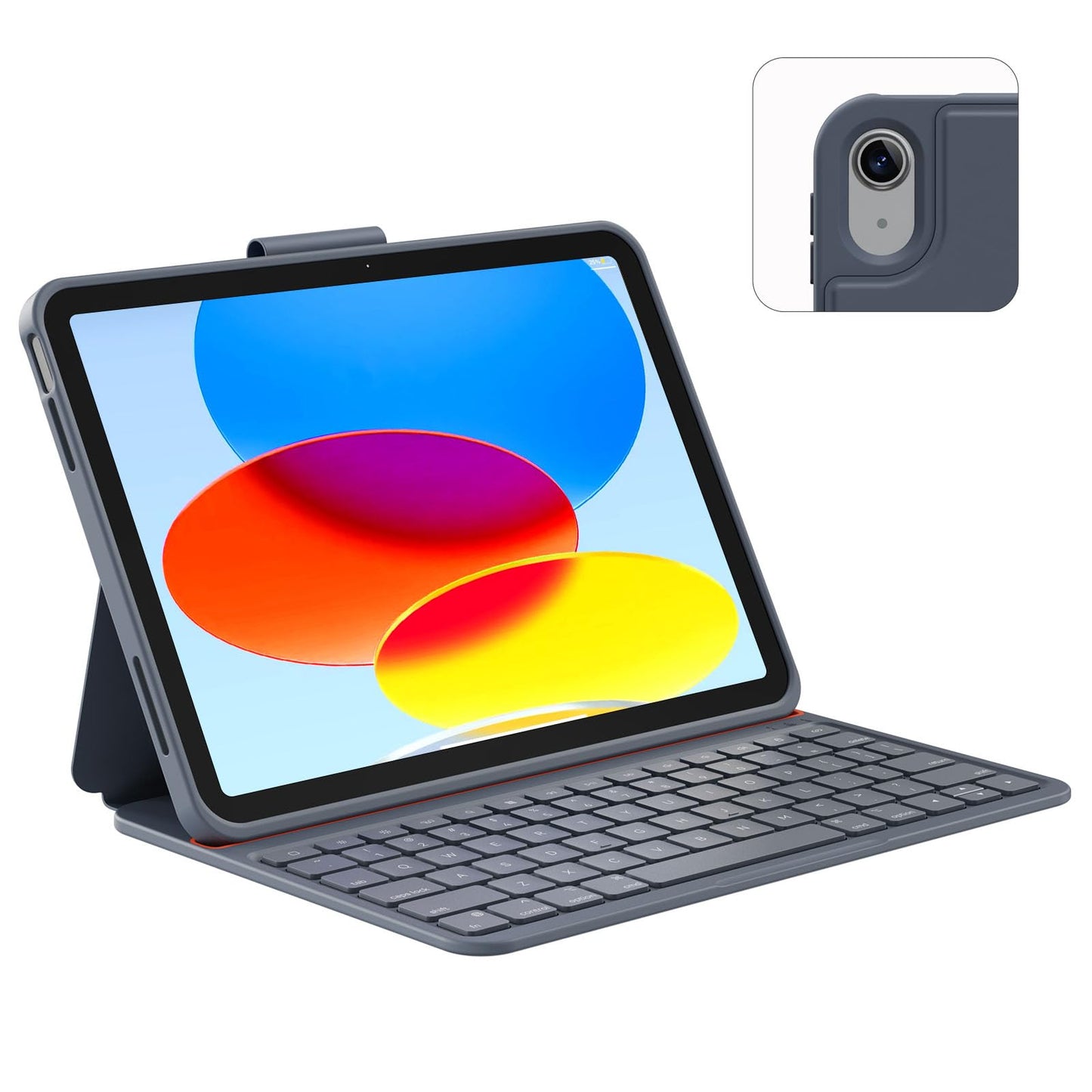 Case with Keyboard Compatible for iPad 10th Generation & 11th (A16, 2025): Bluetooth Wireless Magnetic Stand Rechargeable Keyboard with Pencil Holder (Grey)