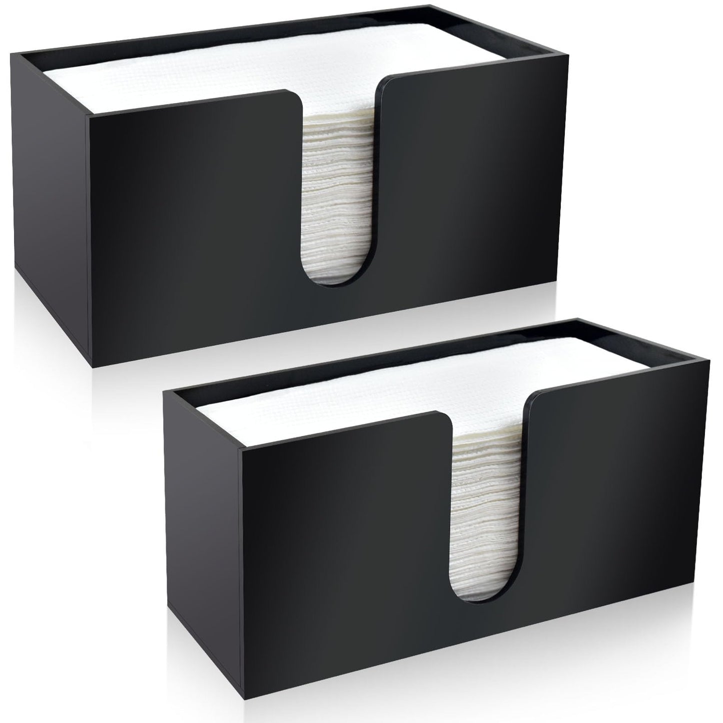 Paper Towel Holder Countertop, Black Acrylic Napkin Dispenser, Multifold Paper Towel Dispenser for Z-fold C-fold MultiFold Trifold-Bathroom Toilet Kitchen Restaurant (2)