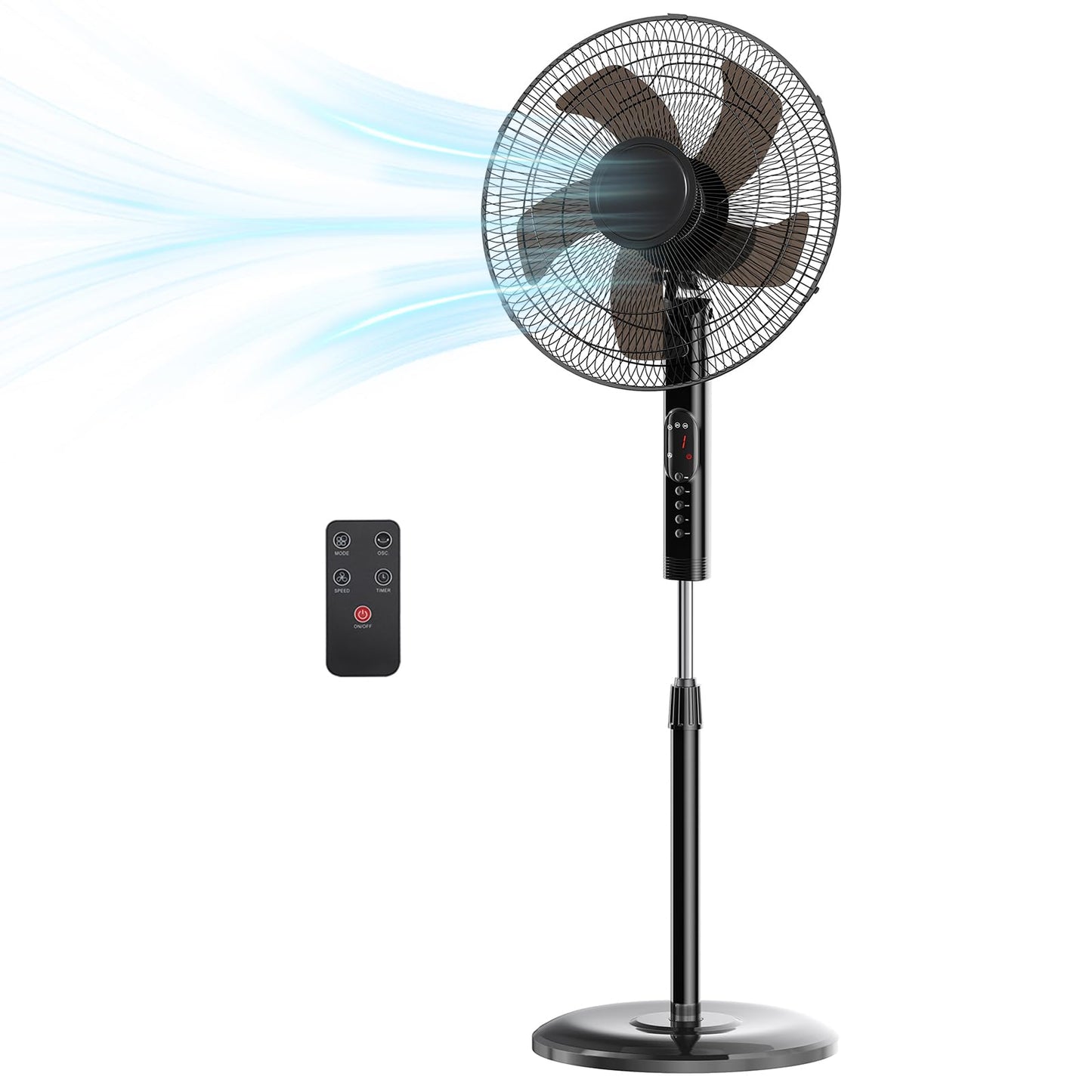 NEWBULIG 17" Pedestal Fans with Remote, Oscillating Standing Fan with 3 Speed & 3 Model, Quiet Timer Stand Up Fan for Indoor, Bedroom, Living Room, Adjustable Height & Tilt Head, Easy Assembly