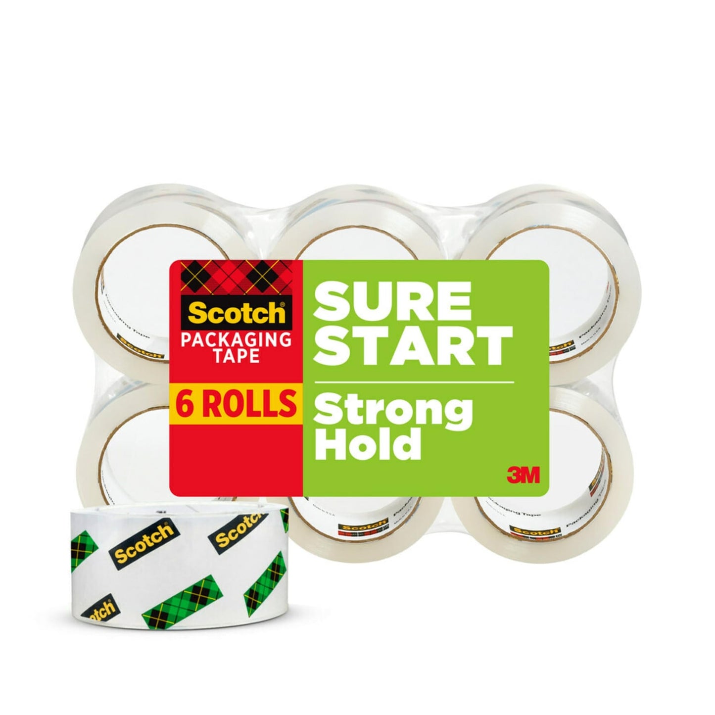 Scotch Sure Start Moving Packaging Tape, 1.88 in x 54.6 yd, 6 Rolls of Packing Tape