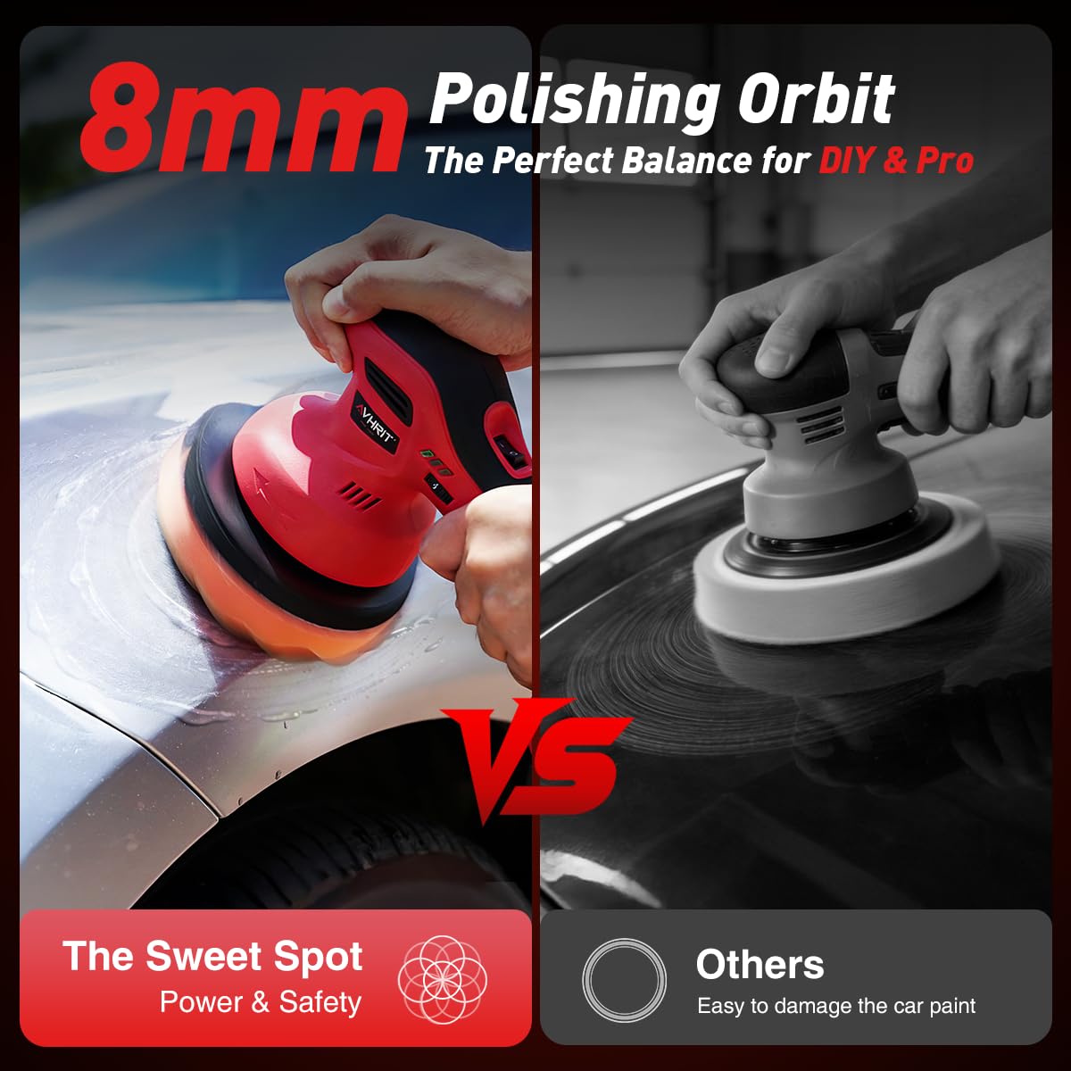Avhrit Cordless Car Buffer Polisher kit w/ 2x2000mAh 21V Batteries, 6 Inch Car buffer Waxer Kit w/ 6 Variable Speed & Extra 10 PCS Attachments, Polisher for Car Detailing,Boat Sanding,Scratch Removing