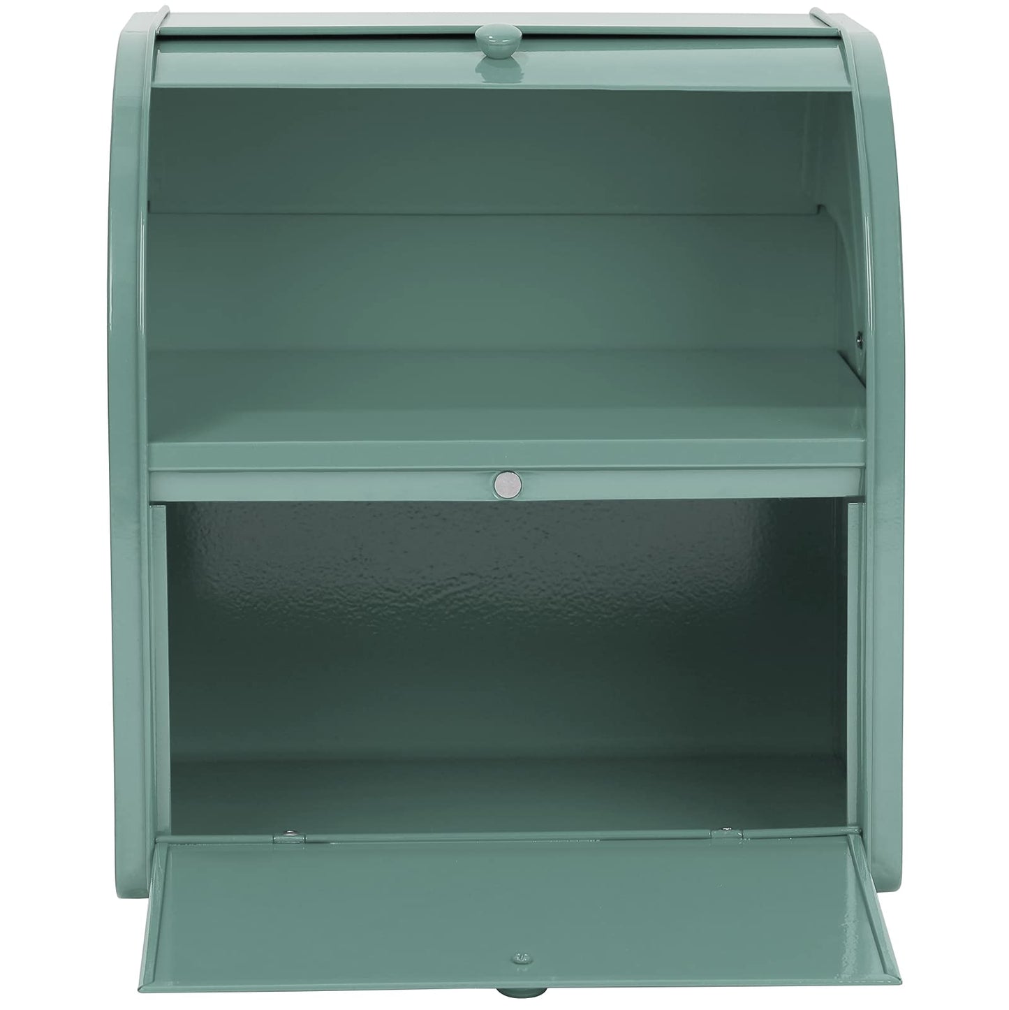 Pitmoly Stainless Steel Bread Box, 2 Layer Roll Top Bread Boxes, Large Capacity Food Storage Container for Kitchen Counter, Metal Bread Bin, Bread Holder for Countertop 11.8" x 9.6" x 12.8" (Green)