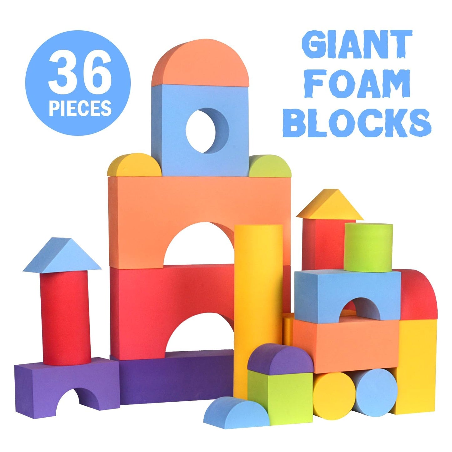 Large Building Foam Blocks for Toddlers – Giant Jumbo Big Building Blocks, Toddler Toys for 3+ Year Old Boy and Girl Gifts (36 Pieces)