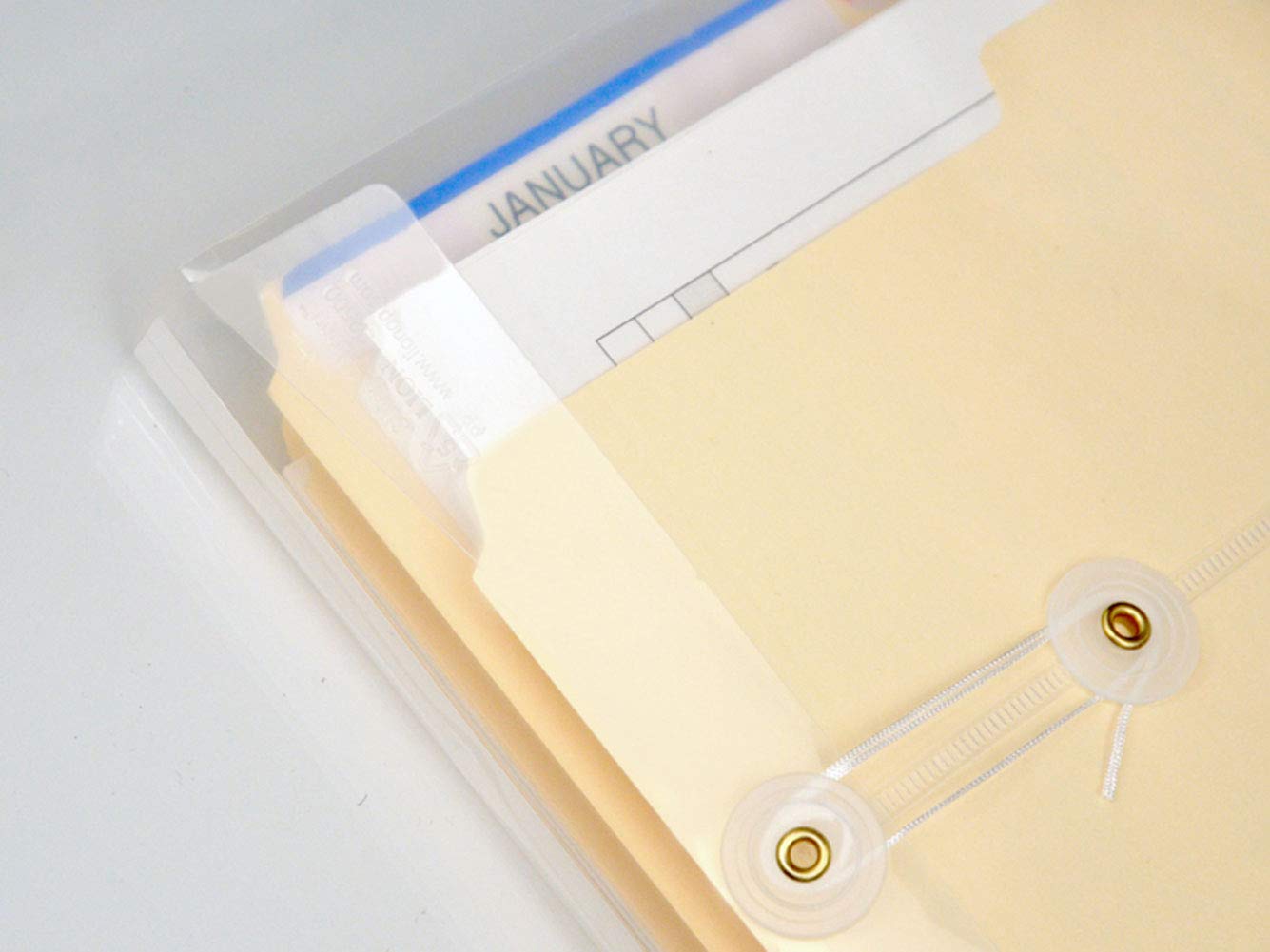 YESSART Clear String Closures Poly Envelopes Side Opening Folder Pocket Pack of 40 Bottom with Expanding Gusset (40 Pack)