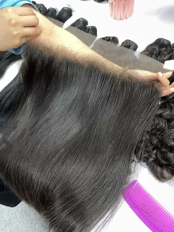 KRN 13X6 Real HD Lace Frontal, Serrated Edge Ultra-Thin Invisible Lace Frontal Human Hair Natural Black 12A Grade Brazilian Virgin Hair Single Knot 13X6 Lace Frontal Pre-Plucked with Baby Hair 12 Inch