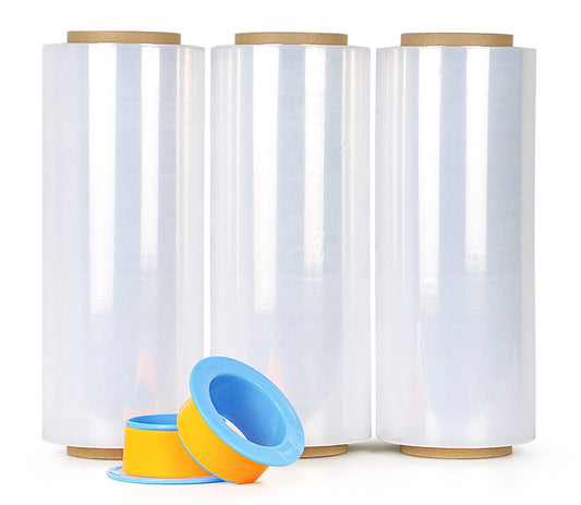 BOMEI PACK Clear Stretch Wrap Industrial Strength 12" x 1000 Ft 3 Pack - 80 Gauge Thick - Clear Plastic Cling, Stretch Film Rolls for Packaging Moving Packing Pallets