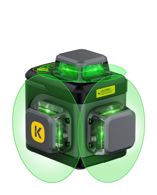 Fanttik D12 Ace Laser Level 360 Self Leveling, 3x360° Rechargeable 3D Green Cross Laser, Outdoor Pulse Mode, IP54 Durable, Easy to Use for Construction and Picture Hanging