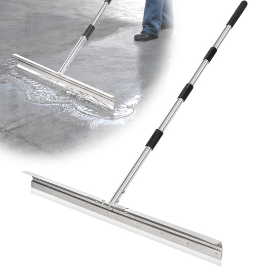 CAROD 33.4" Large Floor Squeegee for Concrete, Commercial Heavy Duty Silicone Blade Squeegee for Floor with 63" Stainless Handle, Anti-Splash Curved Baffle for Garage, Factory, and Tough Cleaning Jobs
