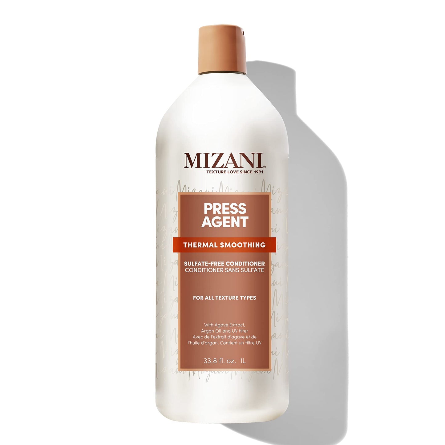Mizani Press Agent Thermal Smoothing Sulfate-Free Conditioner, Pink Grapefruit, juicy Mandarin with a floral medley of Jasmine, Rose & Freesia, ending on notes of Musk & Wood., 33.8 fl. oz