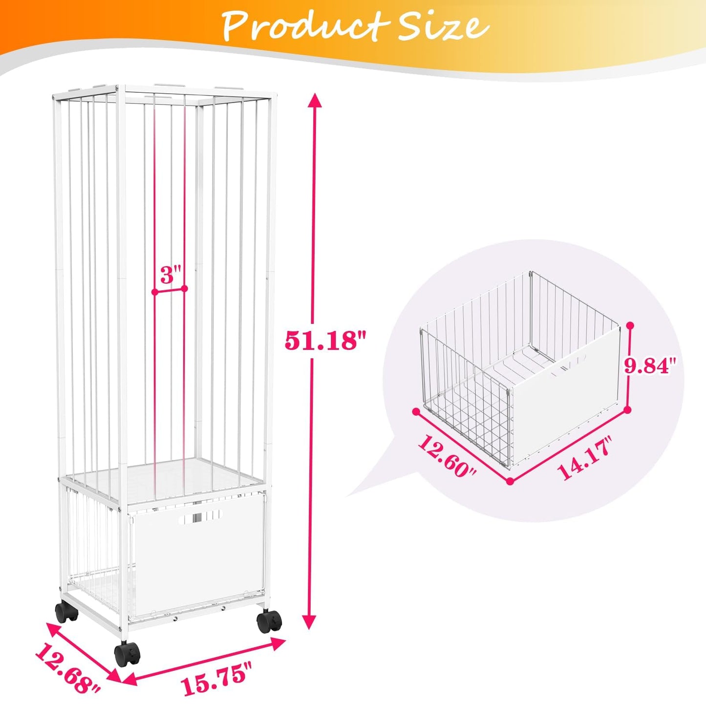 BUKFEN Metal Stuffed Animal Storage Zoo Toy Organizer - Large Capacity Plush Holder with Adjustable Elastic Cords & 4 Wheels, Vertical Space-Saving Design for Kids Nursery Playroom Bedroom,White