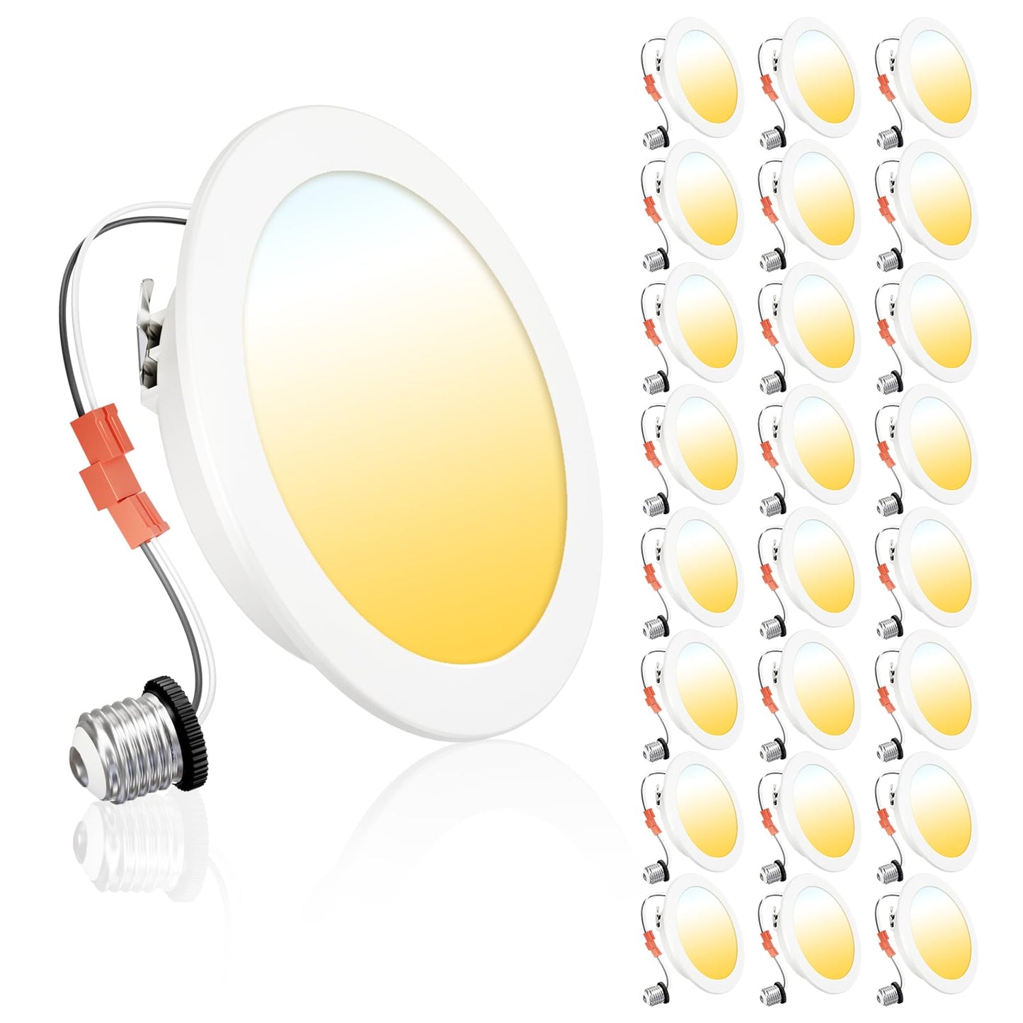 Ensenior 4 Inch LED Can Lights 24 Pack, Dimmable Retrofit Led Recessed Lighting, 5CCT Adjustable Color Temperature (2700K-5000K), 7W=77W 700LM, IC & Damp Rated, FCC