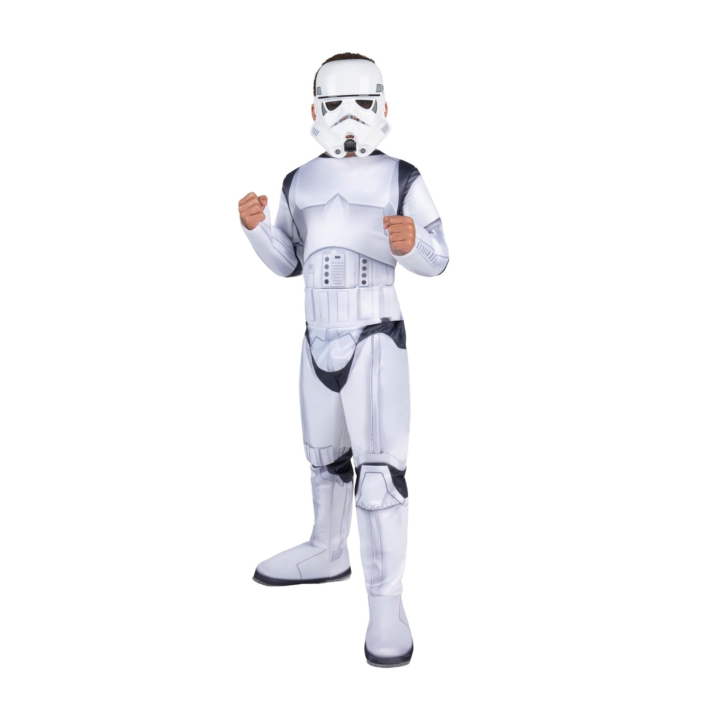 Star Wars Stormtrooper QUALUX Costume (Child) - Qualux Jumpsuit with 3D Half Mask - Size Large White