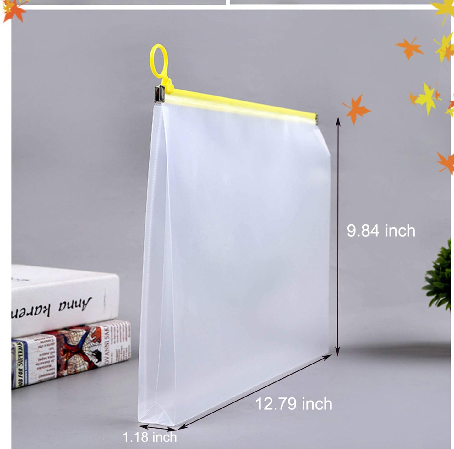 YESSART 9x12 Clear Zip Plastic Envelopes File Document Paper Holder Pack of 24 (24 Pack)
