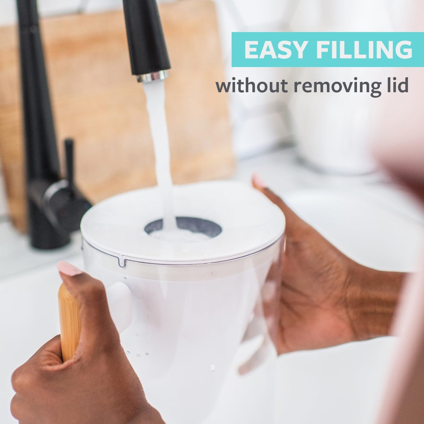 Soma by Full Circle 10-Cup Water Filter Pitcher - Beautiful Water Dispenser with Sustainable Bamboo Handle, Coconut Shell Activated Carbon Filter
