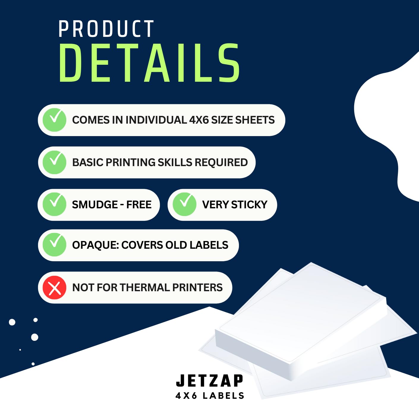 JETZAP Pre-Cut 4x6 Shipping Labels | Work on Most Inkjet and Laser Printers | Just Load & Print | USPS UPS FedEx for Home Printers | 500 Pack