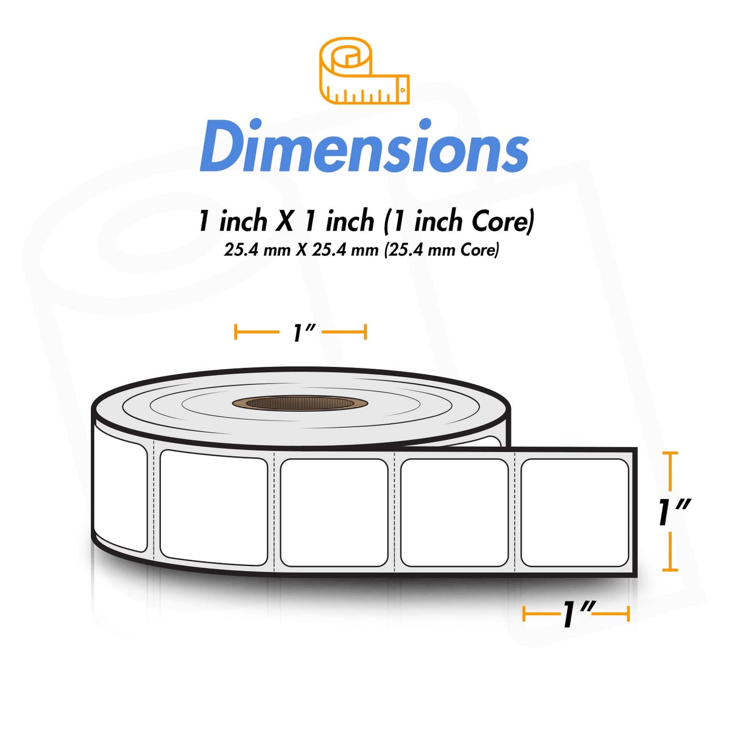 OfficeSmartLabels – 1" x 1" Removable Square Direct Thermal Labels - Compatible with Rollo & Zebra Desktop Printers and More – 1” Core; Perforated, Water & Oil Resistant [4 Rolls, 5520 Labels]