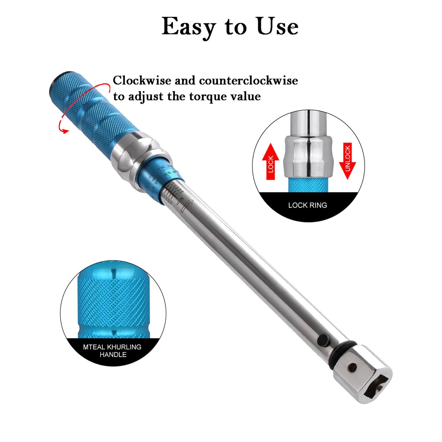 COTOUXKER Adjustable Torque Wrench, 5 to 60 Nm with 30mm Open End and 3/8 Drive Ratchet Changeable Head for Hvac Mini Split