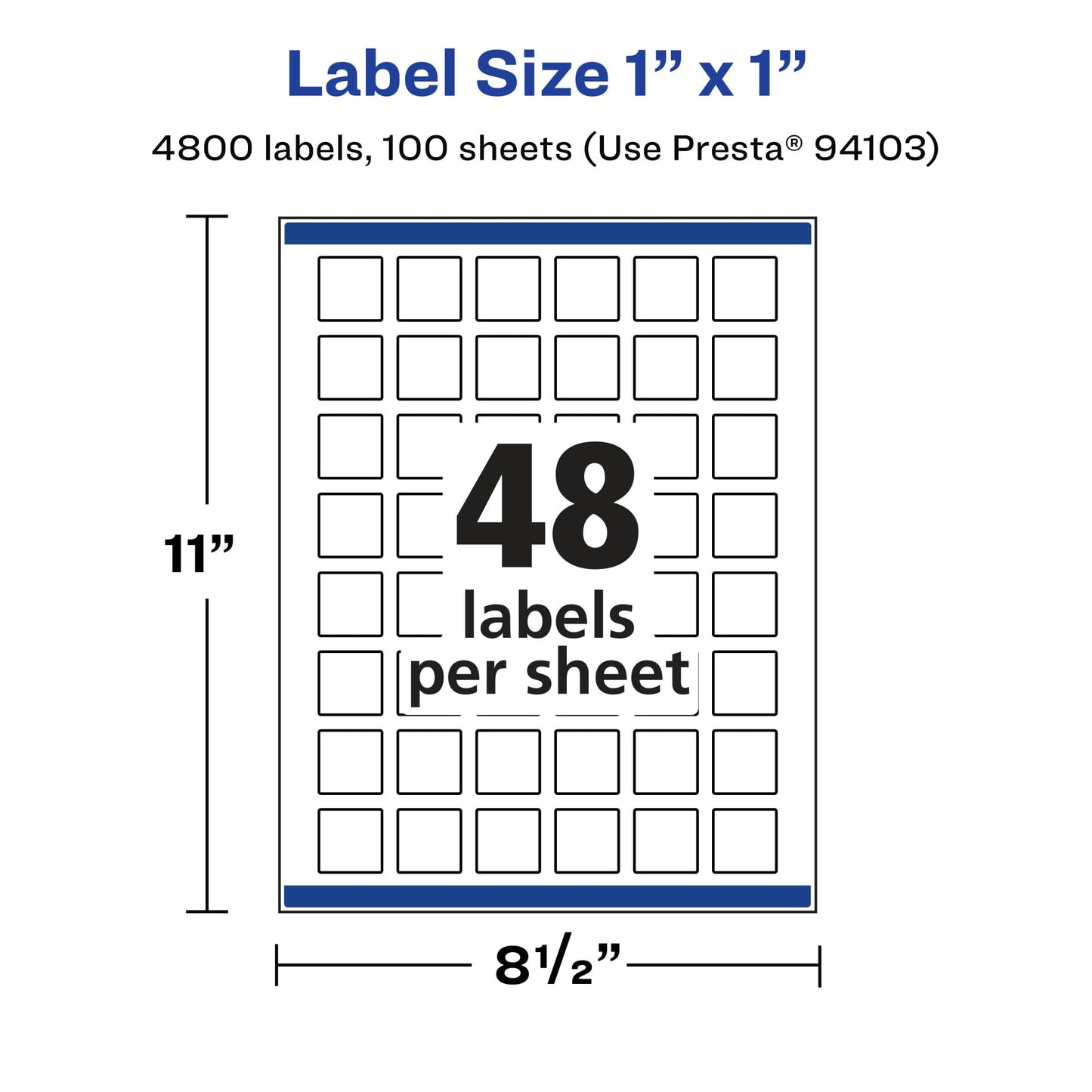Avery Matte Clear Square Labels with Sure Feed, 1" x 1", 4,800 Matte Clear Labels, Print-to-The-Edge, Laser/Inkjet Printable Labels