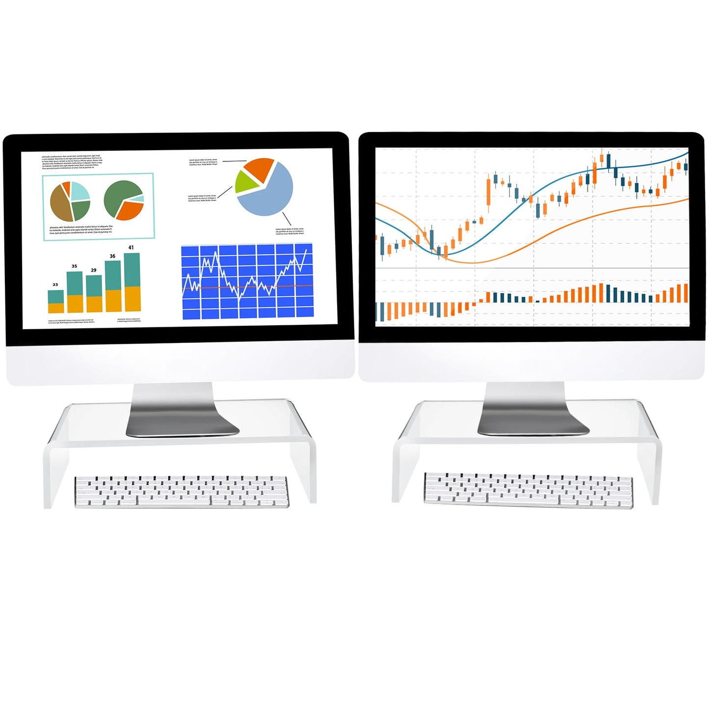 Jetec 2 Pcs Acrylic Monitor Stand Desktop Video Acrylic Monitor Riser Desk Shelf Computer Stand for Laptop TV Computer Screen Desk Organizer Teacher's Day Supplies (Clear, 12 x 8 x 3 Inch)