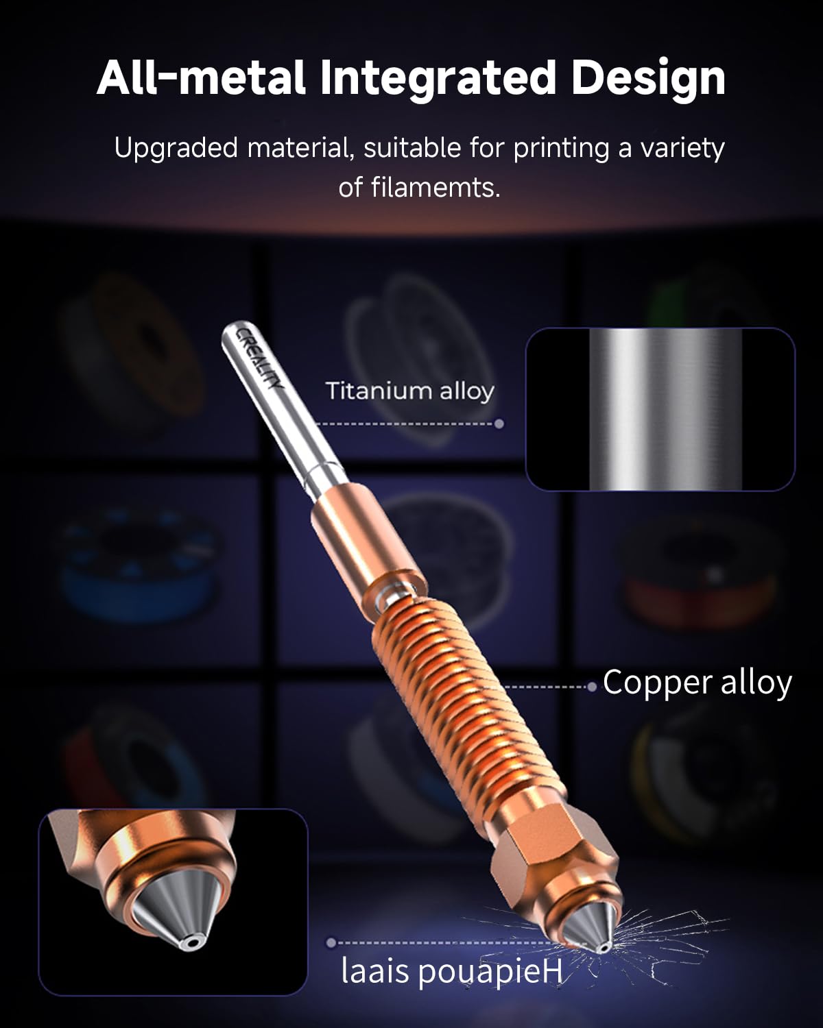 Creality Official K1C Nozzle, Unicorn Quick-Swap 0.4mm, 0.6mm, 0.8mm 4PCS Nozzle Kit Copper Alloy and Hardened Steel 3D Printer Nozzle for K1 SE, Ender 3 V3, Ender 3 V3 Plus