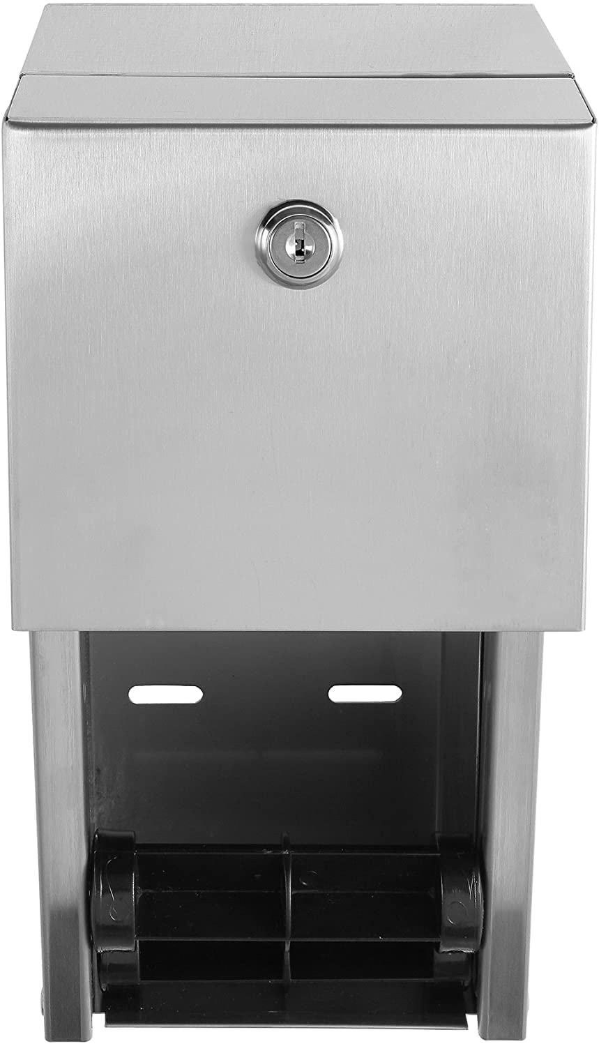 Stylever Commercial Toilet Paper Dispenser - 304 Stainless Steel Double Roll Holder - Heavy Duty Lockable Wall Mount Tissue Dispenser for Restroom - Metal Bathroom Fixtures