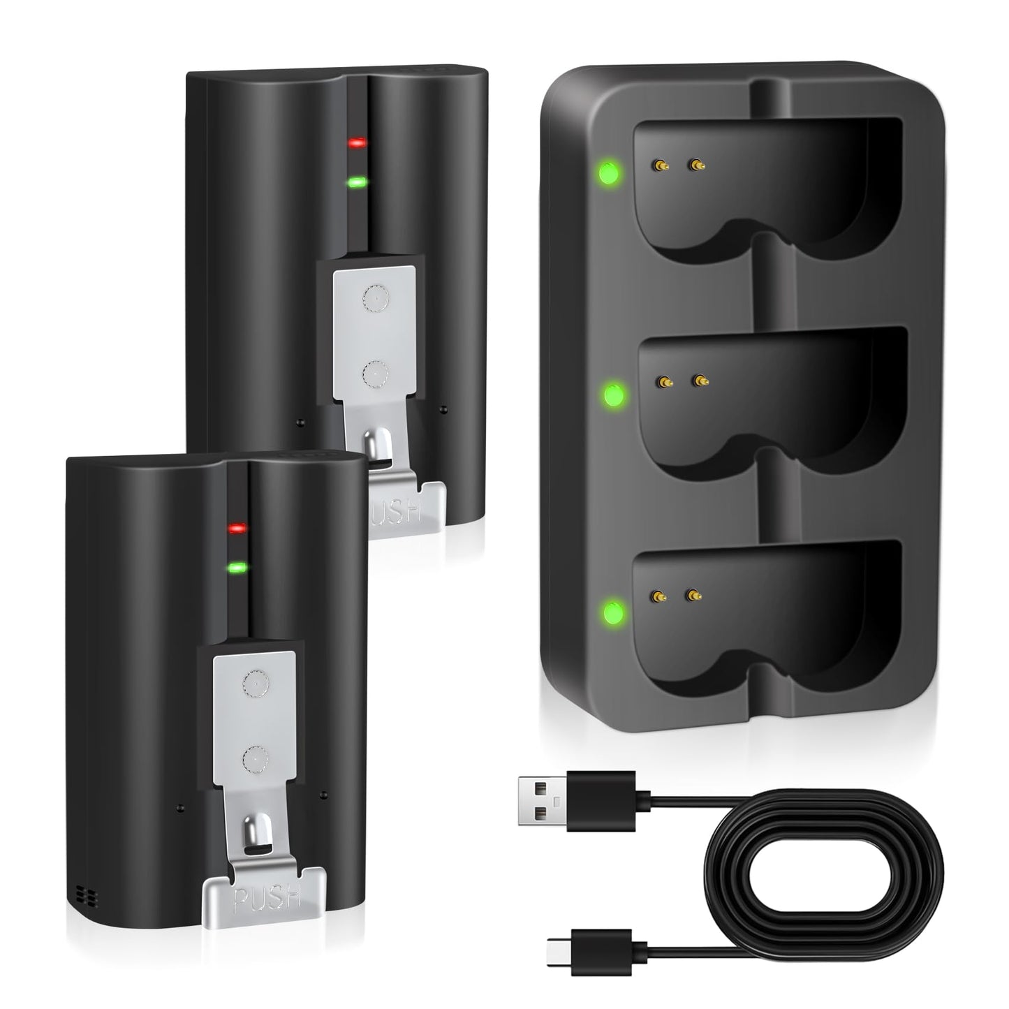 PoweLyt 2 Packs for Ring Battery 6040mAh Replacement Video Doorbell Battery and 3-Channel Charger Station Compatible with Video Doorbell 2/3/4/3 Plus,Stick Up Cam/Solar(All gens),Peephole Cam