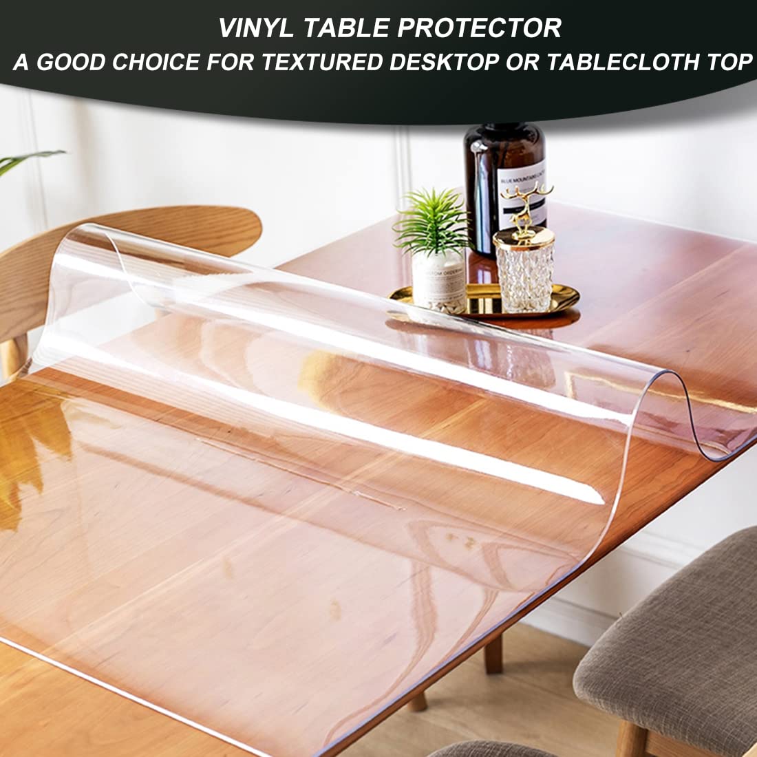 48 inch Dia Round Clear Dining Room Table Protector Tablecloth Cover Desk Top Pad Mat for Glass Kitchen Countertop Coffee Marble End Sofa Side Bistro Bar Night Stand Corner Table Plastic PVC Vinyl