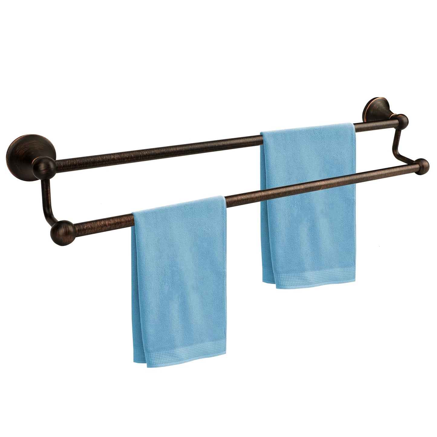 Ntipox Antique Bathroom Double Towel Bar Oil Rubbed Bronze, 24 Inch Towel Racks for Bathroom Wall Mounted,Bathroom Towel Holder Bronze,Two Towel Rod Hanger for Hotel