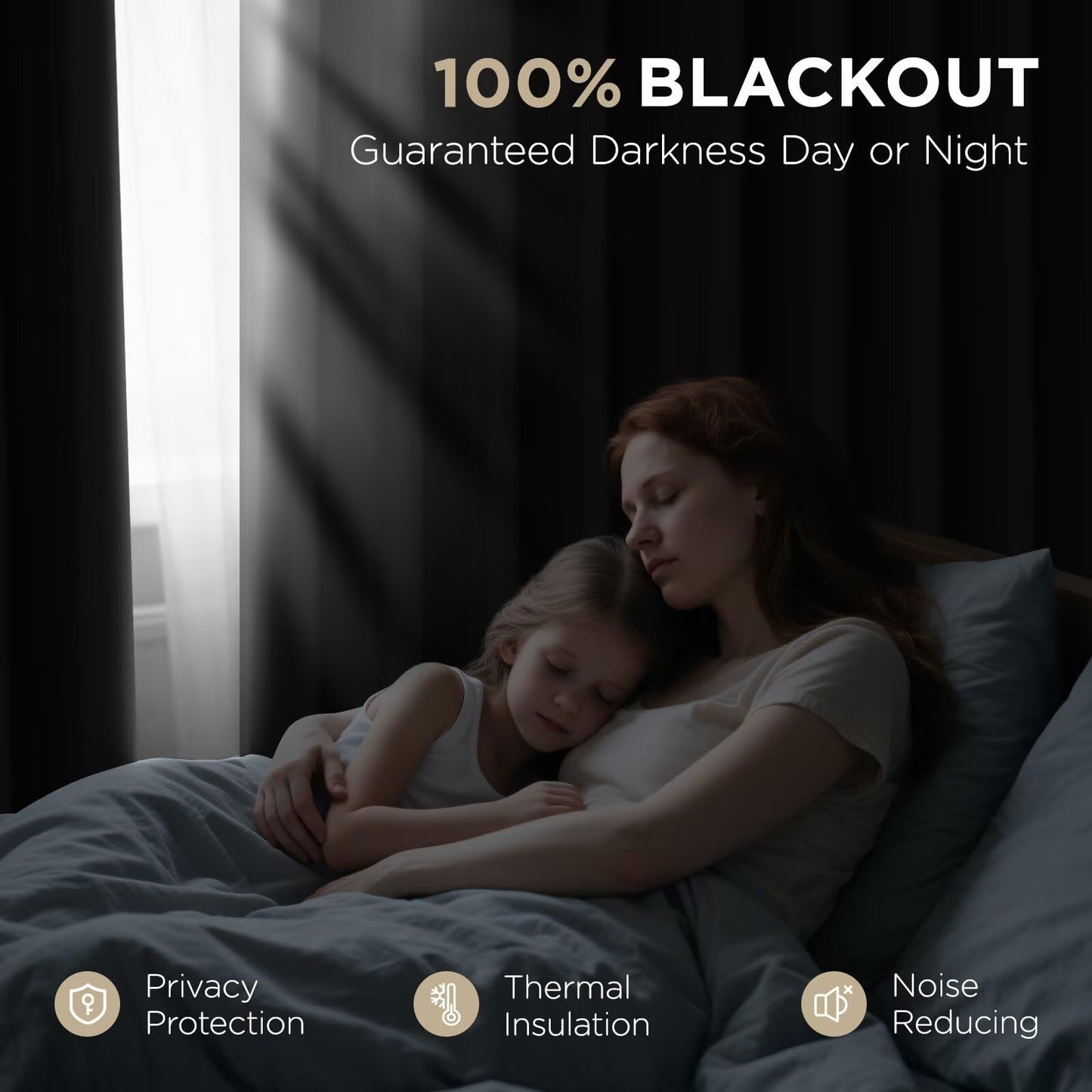 Joydeco 72 Inch Blackout Curtains for Bedroom, Black Out Curtains 72 Inch Long, Room Darkening Curtains & Drapes for Living Room Window Rod Pocket Back Tab (W52 x L72 Inch, Black)