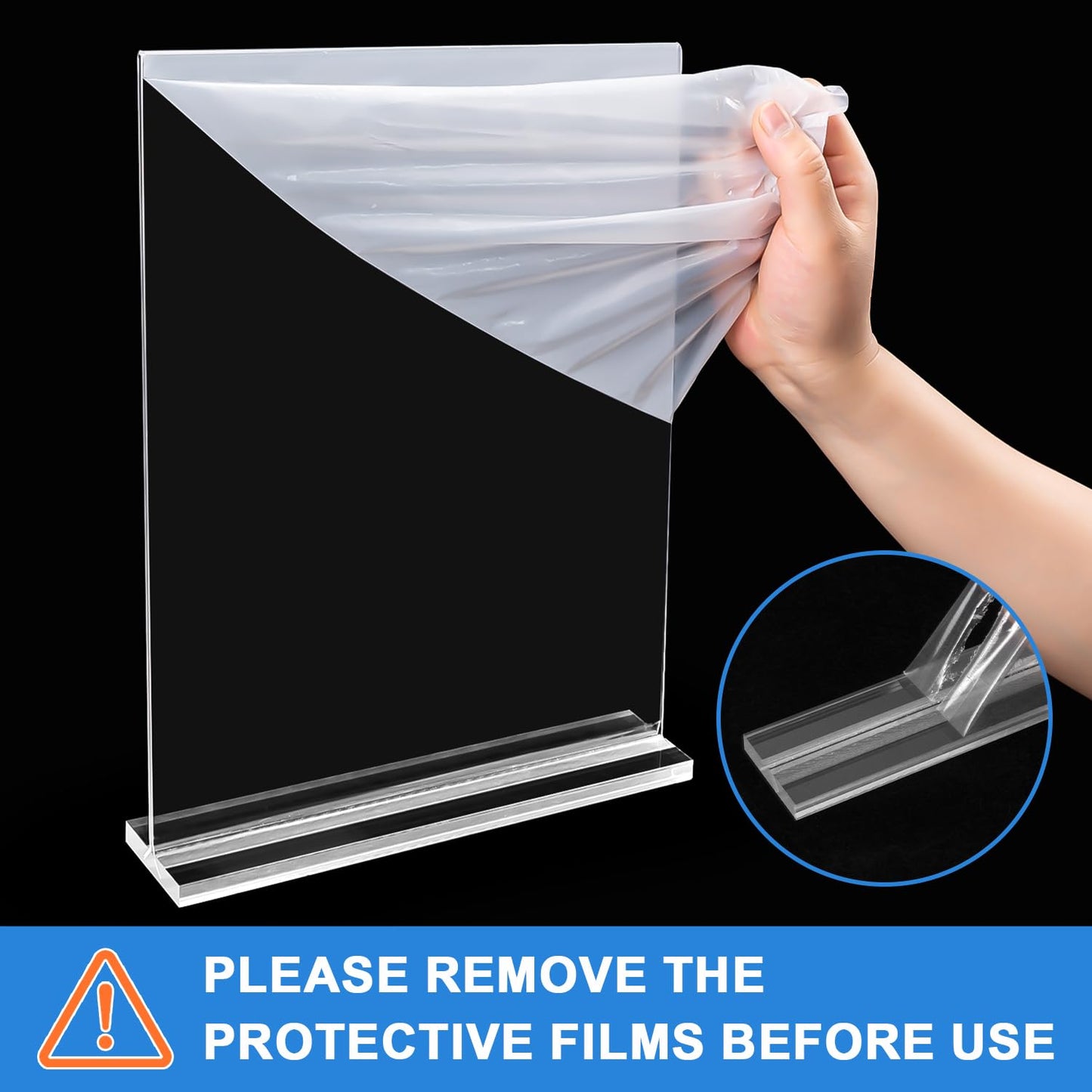 Dynta 24 Pack Acrylic Sign Holder 8.5 x 11 Inches Clear Double Sided Vertical Table Sign Holder Document Menu Flyer Holder T Shape Display Stand for Office Stores Restaurants Wedding Party