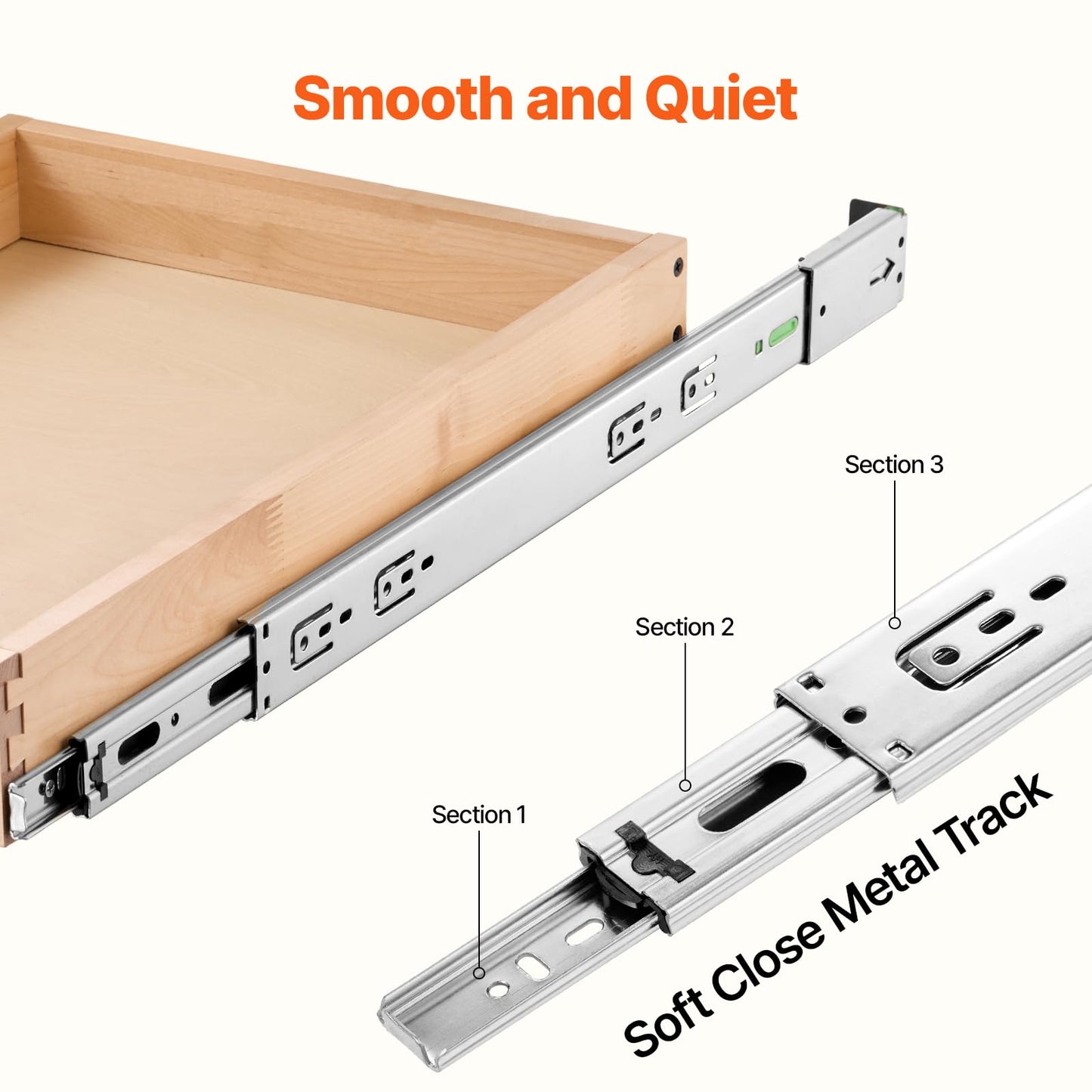 VEVOR Pull Out Cabinet Organizer, 14"W x 21"D Cabinet Drawer, Soft Close Slide out Shelf, Heavy-Duty Sliding Wood Drawer, Bottom Mount Size（14.5"W x 23"D）and Side Mount Size（15"W x 23"D）