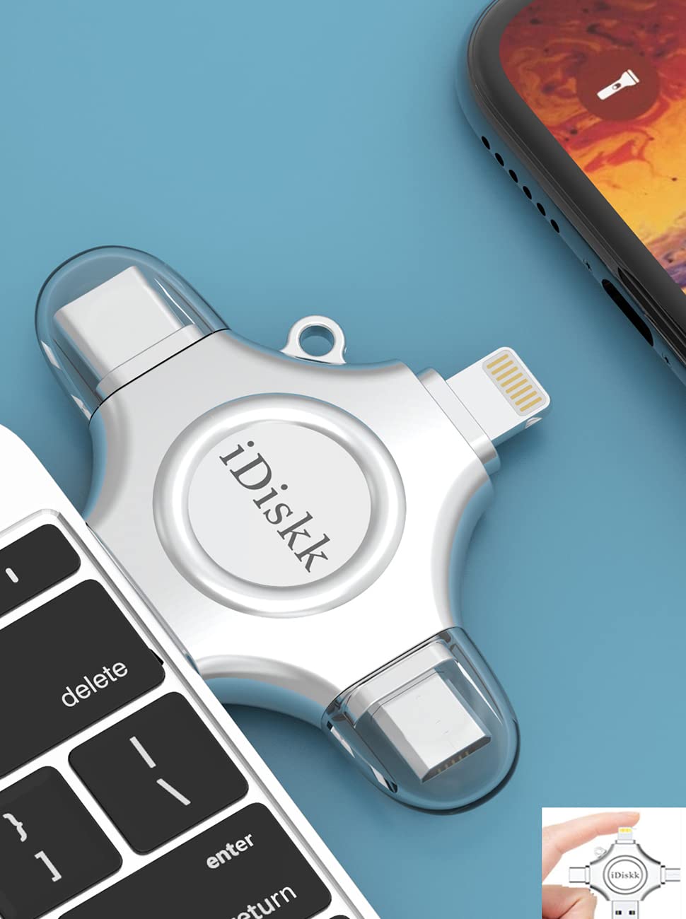 256GB【App-le Certified for iPhone 15 &16 Series】 iDiskk FLASHDRIVE 256GB USB C Thumb Drive Photo Stick for iPhone iPad Android Samsung Flash Drive for iPhone15/14/13/12/12 pro/12 Mini Storage Booster