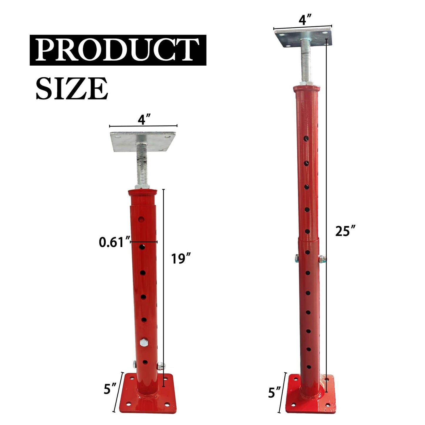 4 PCS Basement Floor Jack,House Jacks for Leveling,18.5-34.6" Adjustable Height Range,Load Capacity Up to 4400 lb(Each),Telescoping Jack for Temporary Support