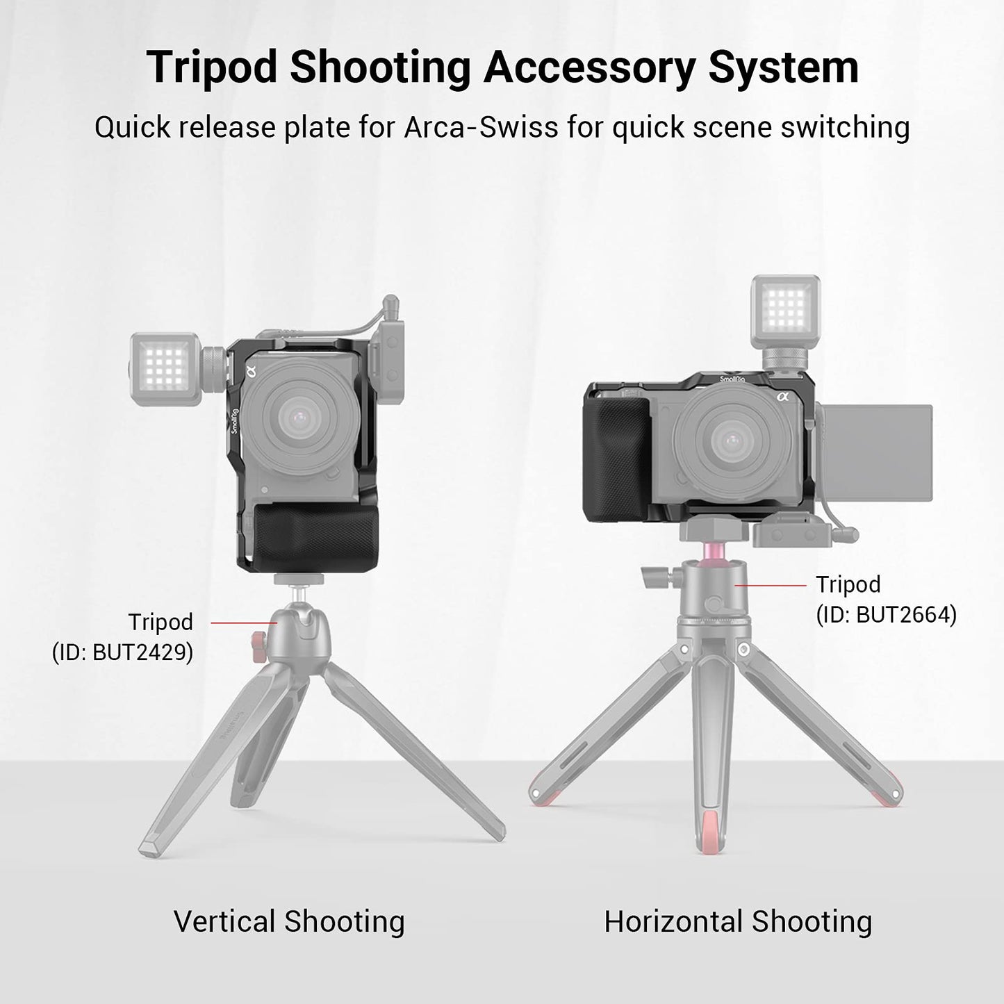 SMALLRIG ZV-E10 Cage with Silicone Handle and Built-in Threaded Holes, Cold Shoe and Quick Release Plate for Sony ZV-E10