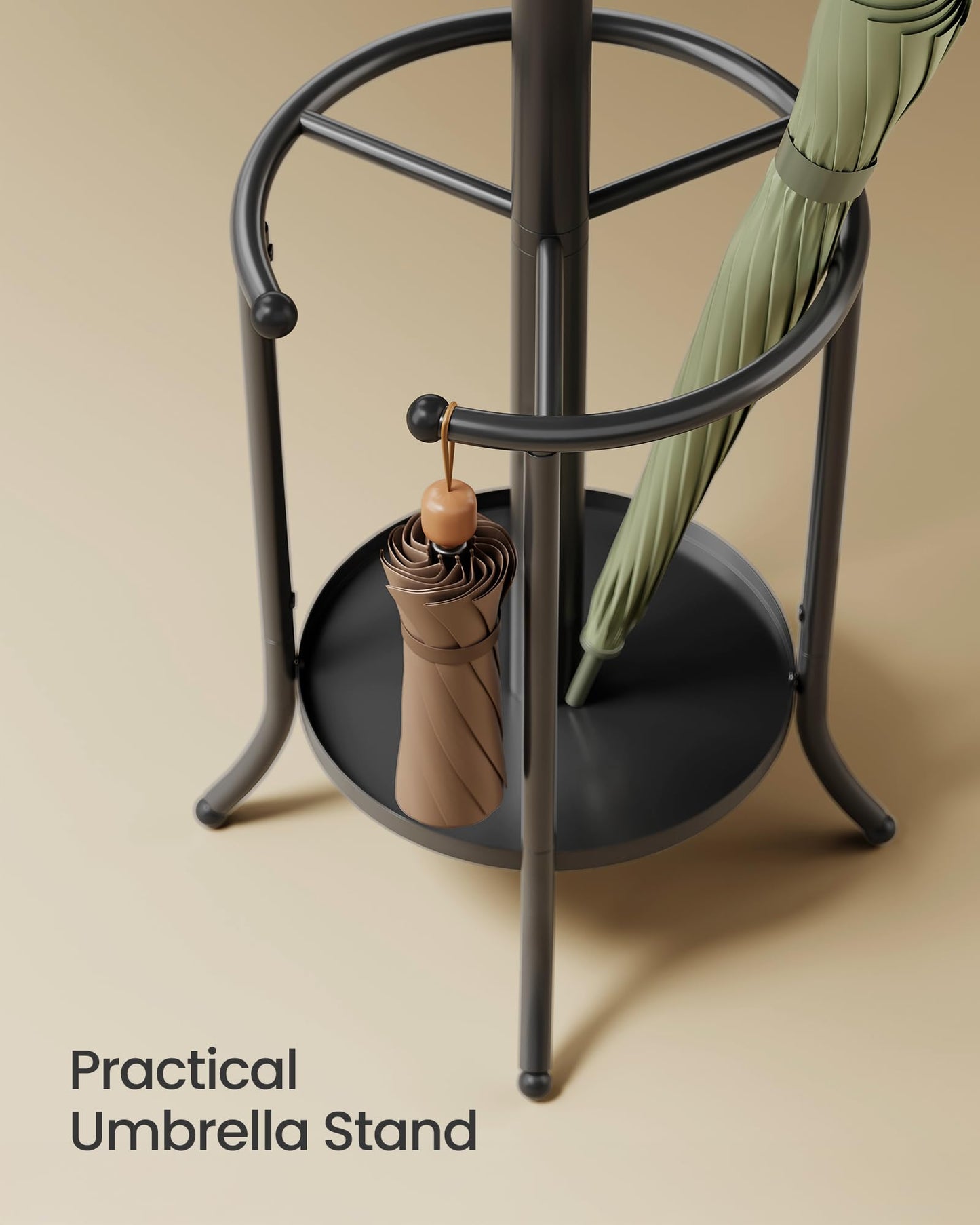 SONGMICS Coat Rack Freestanding, Coat Rack with Umbrella Holder, Metal Coat Rack Stand with 12 Hooks, for Entryway, Hallway, Living Room, Bedroom, Ink Black URCR011B01V1