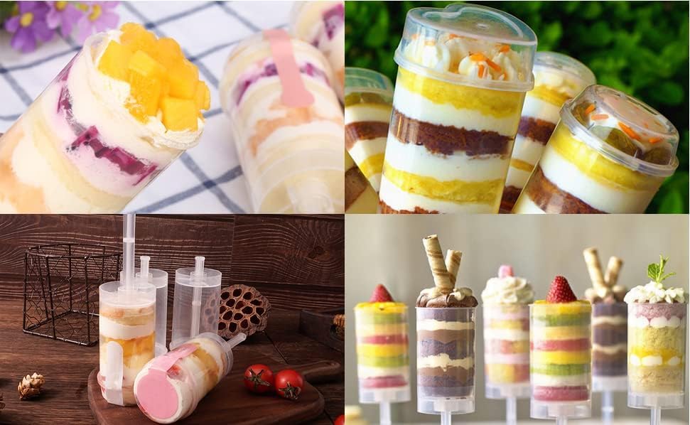 58 Pcs Push Cake Pop Containers Clear Plastic Acrylic Display Stand Set Includes 2 Pcs 20 Hole Cake Pop Holder and 56 Push Pop Containers Shooter Cups with Lids for Birthday Weddings