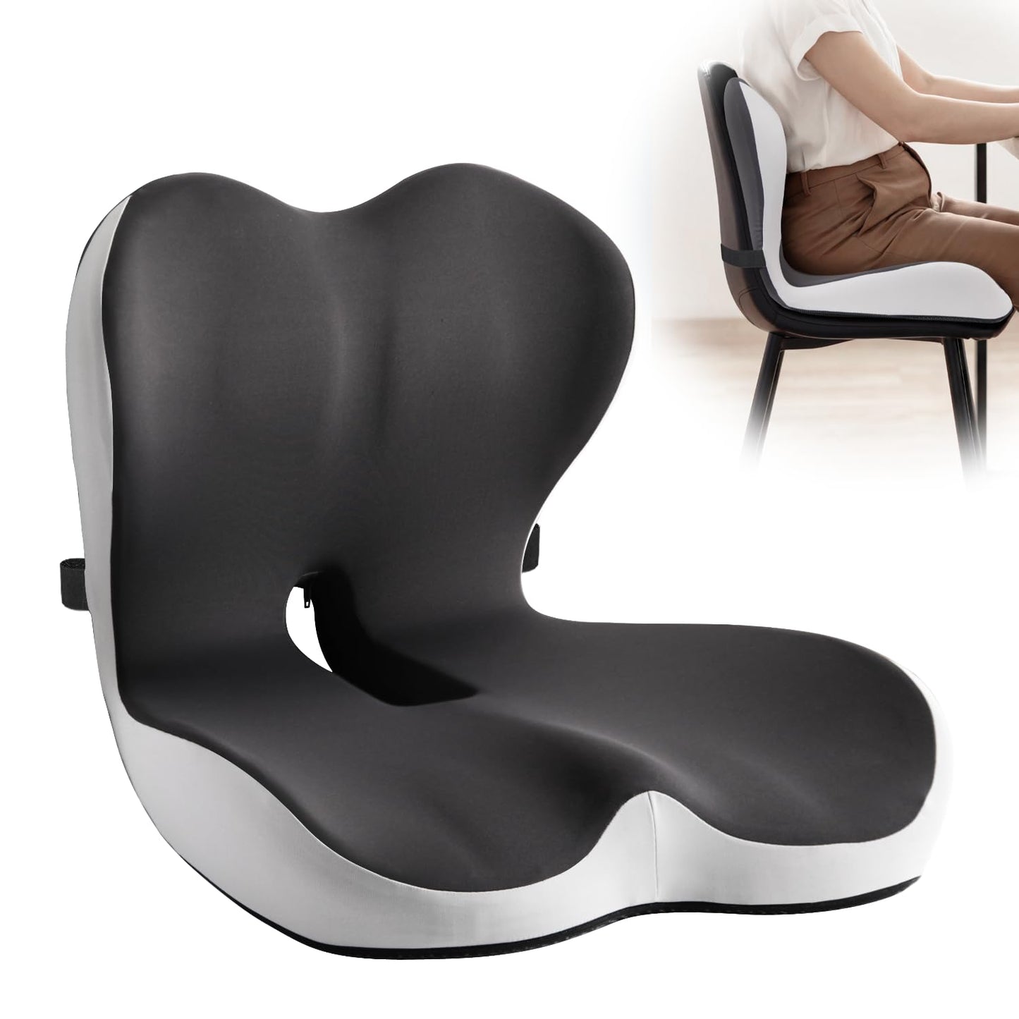 vdovsta Office Chair Cushion for Tailbone & Low Back Pain Relief, Seat Cushions for Office Chairs with Comfortable Foam and High Backrest, Suitable for Office Chairs, Cars, Trucks, and Home Chairs