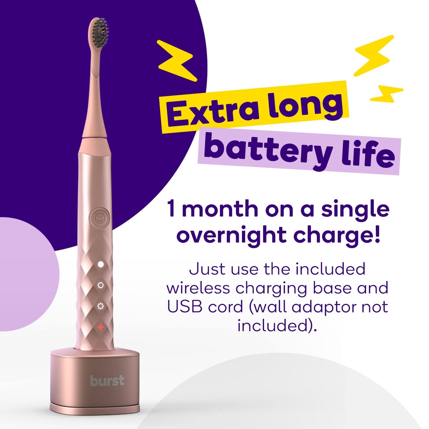 BURST Original Sonic Electric Toothbrush for Adults (Black) | Soft Bristle Deep Clean Stain & Plaque Removal | 3 Modes: Teeth Whitening, Sensitive & Massage