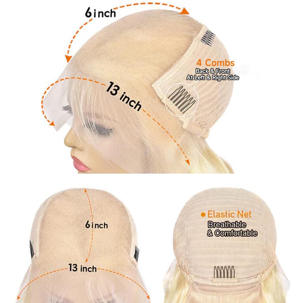 Lotulo 613 HD Lace Frontal Wig 13x6 200 Density, Blonde Lace Front Wigs Human Hair, Pre Plucked Bleached Knots with Baby Hair Natural Hairline Body Wave 613 Lace Front Wig Human Hair (28 Inch)
