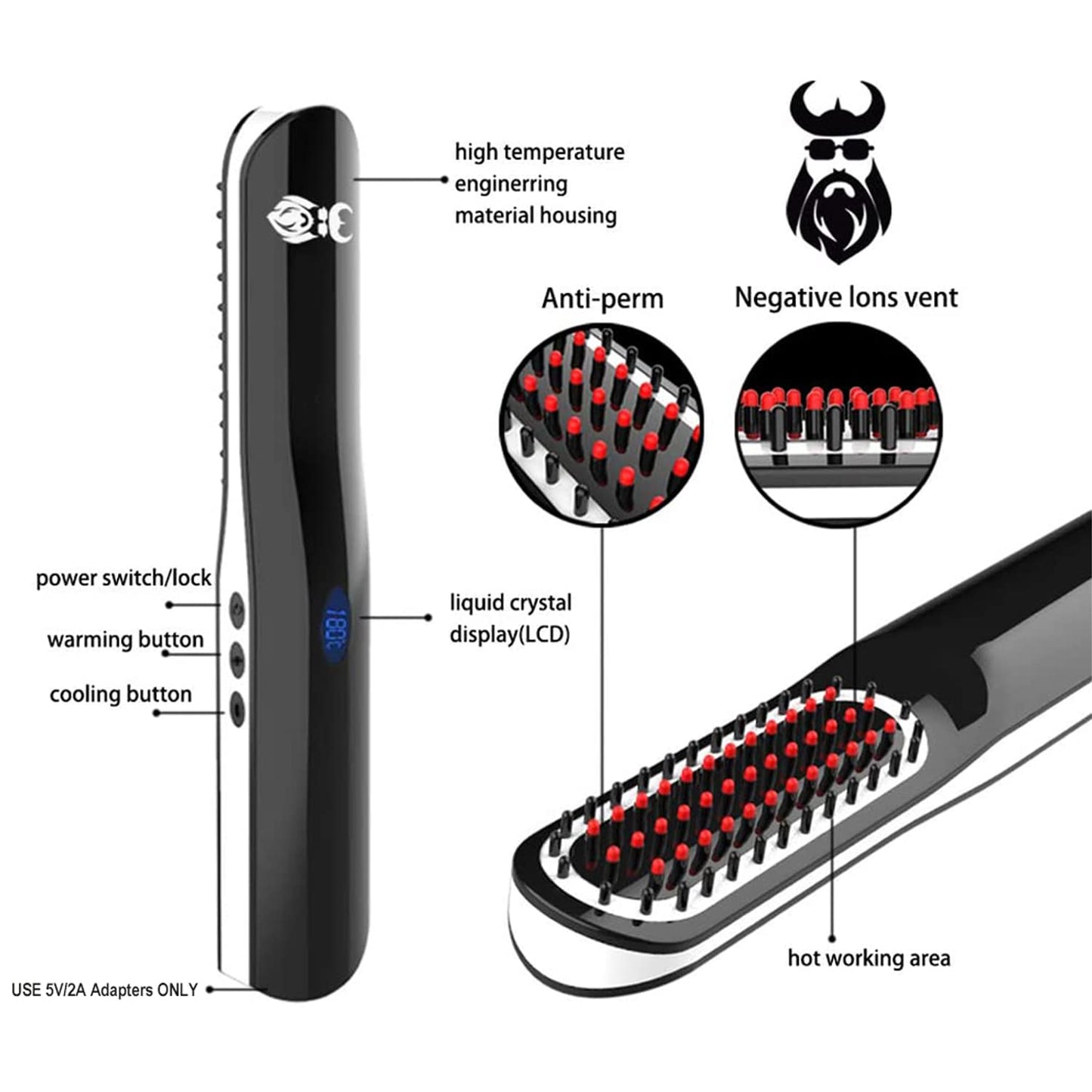 Beard Straightener, Beard Straightening Comb with Cordless/Mini Sized/Auto Shut Off for Traveling, Home, Dating, Great Gift for Dad, Father's Day Gift