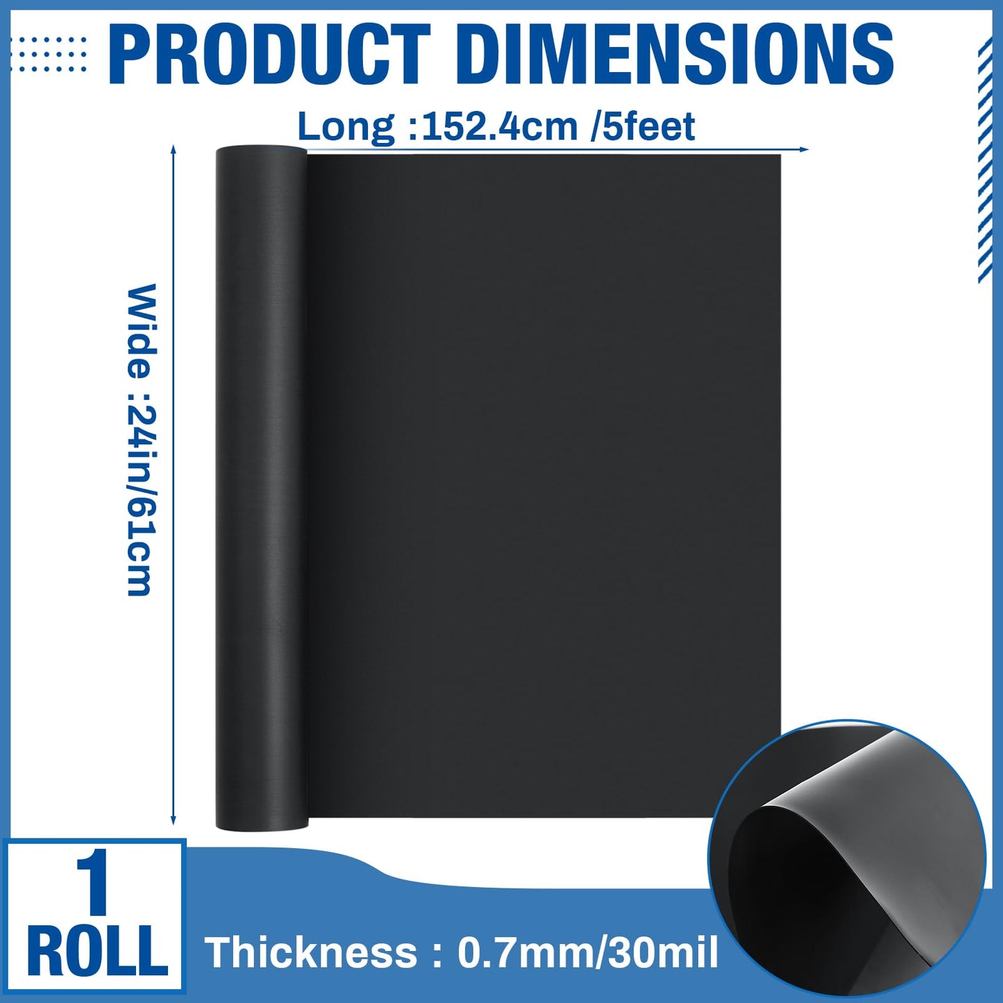Amylove 24" x 5 ft Extra Large Magnetic Sheets for Crafts Non Adhesive 30 Mil Flexible Sheets for Die Cuts Arts Crafts Refrigerator and Metal Cutting Die Storage