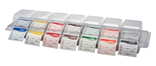 DayMark Day of the Week 2" Square Dissolvable Labels, Monday-Sunday, Label Dispenser Included (1,750 labels)