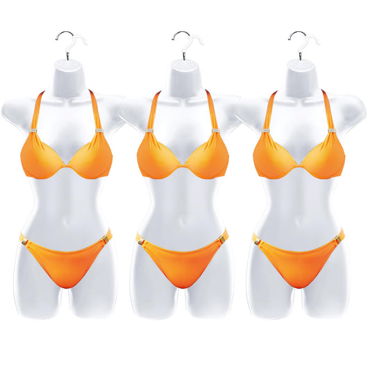 12 Pcs Hanging Mannequin Body Torso Female Women Dress Form with Hanger Hook Hip Long Hollow Back Mannequin Torso Thickened Plastic Shirt Display White (31.1 x 16.1 Inch)