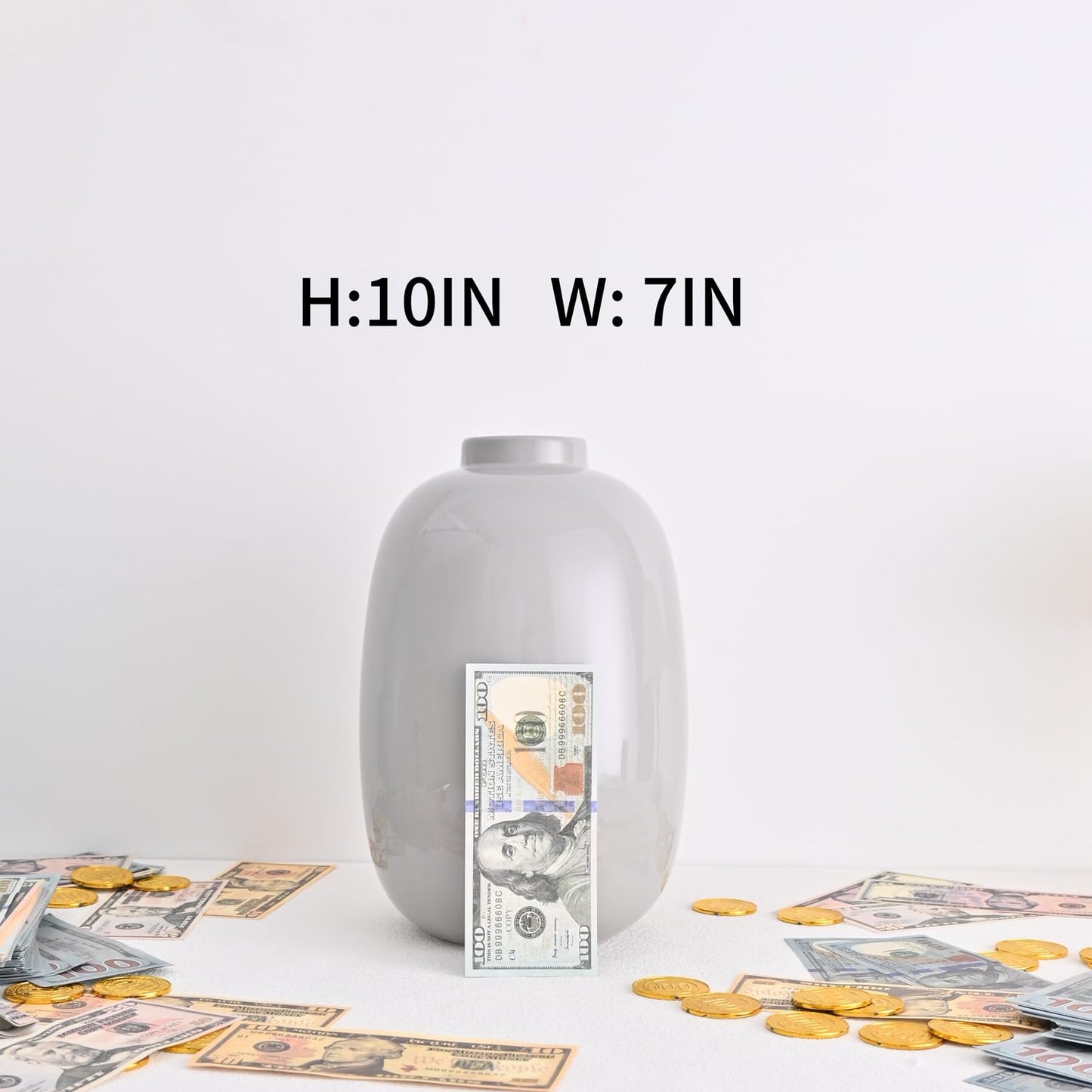 Large Piggy Bank for Adults Must Break to Open,Ceramic Money Bank,Alcancias De Dinero para Adultos,Girls Piggy Bank Boys,Coin Bank,Modren Home Decor Living Room,Disguise as Vase