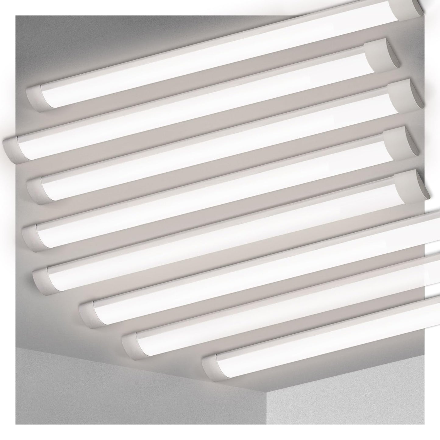 KILIPOL 4FT LED Batten Light, Ceiling Surface Mounted Slim LED Tube Lights, 40W 4000K Neutral White for Office, Shop, Garage, Home, 8 Packs