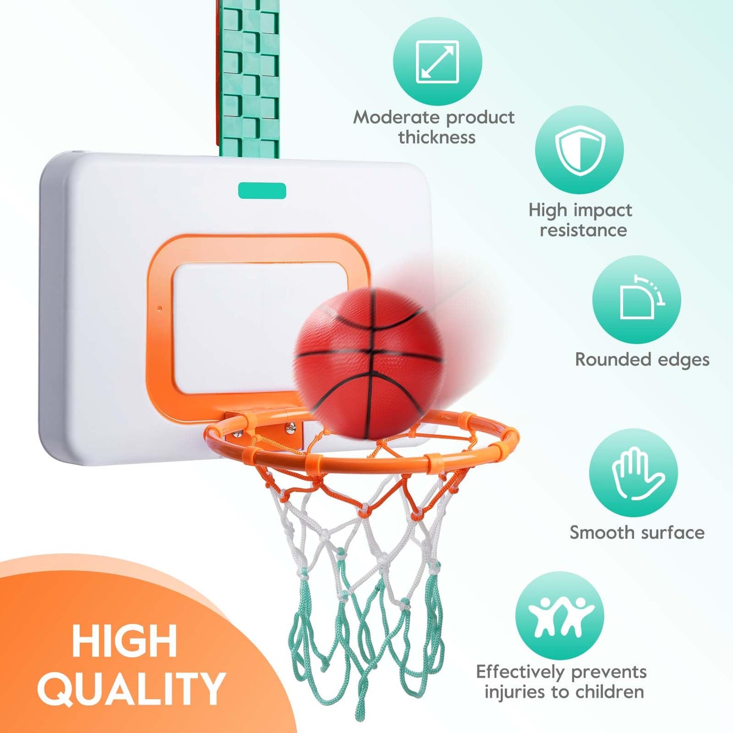 CYFIE Adjustable Basketball Hoop Toys Toddler, Indoor/Outdoor Hanging Basketball Hoop with Sturdy Backboard & 3 Balls, Basketball Toys for Adults Boys Girl Teens Age 3 4 5 6 7 8 9 10+