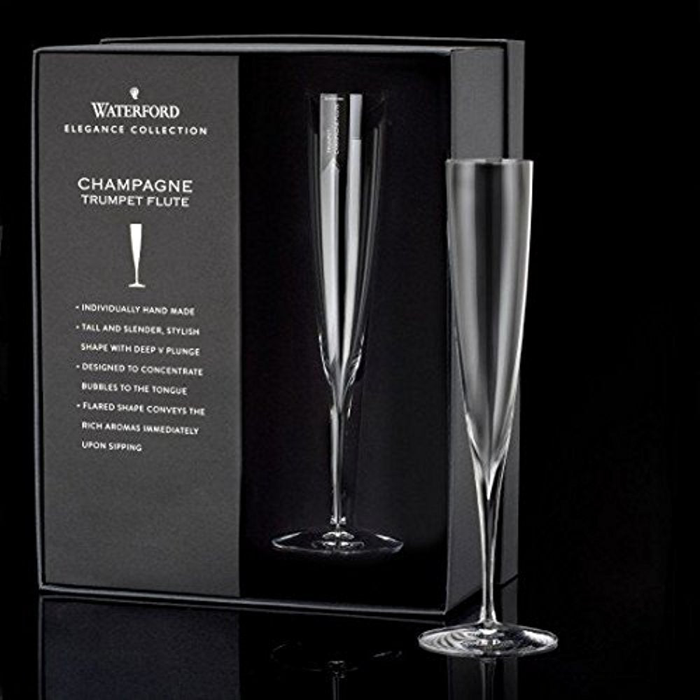 Waterford Elegance Trumpet Flute Pair 160ml, Crystal, 160 milliliters